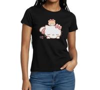 Spreadshirt Hello Kitty avec Un Ours en Peluche sur Le Dos T Shirt Femme, L, Noir