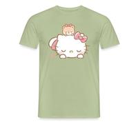Spreadshirt Hello Kitty avec Un Ours en Peluche sur Le Dos T Shirt Homme, 3XL, Vert Sauge