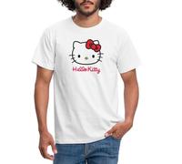 Spreadshirt Hello Kitty Classique avec Lettrage Hello Kitty T Shirt Homme, M, Blanc