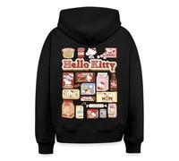 Spreadshirt Hello Kitty Collage De Snacks Sweat à Capuche Bio Coupe Boxy, XXL, Noir