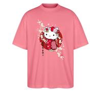 Spreadshirt Hello Kitty dans Un Kimono avec des Fleurs T Shirt Oversize Stanley/Stella Unisexe Bio, XL, Rose