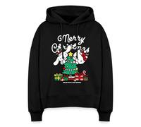 Spreadshirt Hello Kitty Et Cinnamoroll Création De Noël Sweat à Capuche Bio Coupe Boxy, S, Noir