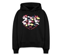 Spreadshirt Hello Kitty Et Ses Amis Ballons en Forme De Cœur Sweat à Capuche Bio Coupe Boxy, L, Noir