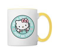 Spreadshirt Hello Kitty Just Be You Hello Kitty Club Mug Bicolore, taille unique, blanc/jaune
