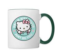 Spreadshirt Hello Kitty Just Be You Hello Kitty Club Mug Bicolore, taille unique, blanc/vert foncé