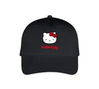 Spreadshirt Hello Kitty Souriante avec Le Lettrage Hello Kitty Casquette de Baseball Bio Enfant, Taille Unique, Noir