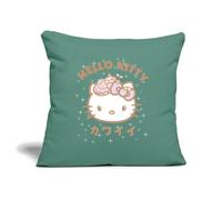 Spreadshirt Hello Kitty Styles Kawaii avec des Étoiles Housse De Coussin Décorative 45 x 45 cm, Taille Unique, Vert Sapin