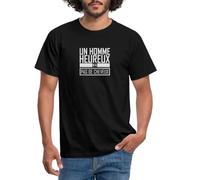 Spreadshirt Homme Heureux Pas de Cheveux T-Shirt Homme, XXL, Noir