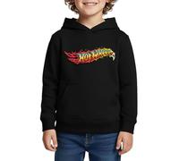 Spreadshirt Hot Wheels Design Logo avec Flammes Sweat À Capuche Enfant Premium, 146/152 (10 Ans), Noir