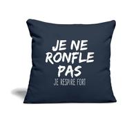 Spreadshirt Humour Tshirt Ronfleur Je Ne Ronfle Pas Je Respire Coussin avec Housse 45x45 cm, Taille Unique, Bleu Marine