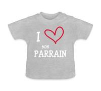 Spreadshirt I Love Mon Parrain T Shirt Bébé Bio, 12-18 Mois, Gris chiné