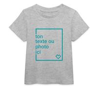 Spreadshirt Idée Cadeau Bébé T Shirt Personnalisé en Coton Bio pour Bébé, Créez Votre Propre Flocage Texte ou Photo, 6-12 Mois, Gris chiné
