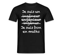 Spreadshirt Ingénieur Bon en Maths T-Shirt Homme, L, Noir