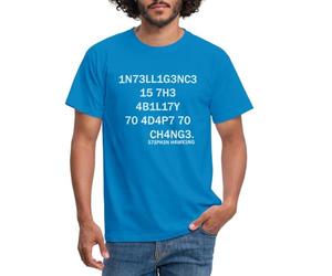 Spreadshirt Intelligence Stephen Hawking Leet Speak T Shirt Homme, L, Bleu Royal