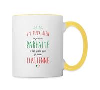 Spreadshirt Italienne Parfaite Cadeau Humour Italie Mug Bicolore, taille unique, blanc/jaune