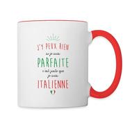 Spreadshirt Italienne Parfaite Cadeau Humour Italie Mug Bicolore, taille unique, blanc/rouge