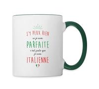 Spreadshirt Italienne Parfaite Cadeau Humour Italie Mug Bicolore, taille unique, blanc/vert foncé