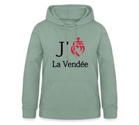 Spreadshirt J’Aime La Vendée Cœur Vendéen Cadeau Vendée Sweat À Capuche Femme, L, Vert-de-Gris