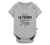 Spreadshirt J'ai Bêtise Avec Papy - Cadeau Papi Annonce Grossesse Original/Annonce Bébé Body Manches Courtes Bébé Bio, 68 (3-6 mois), gris chiné