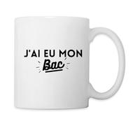 Spreadshirt J'ai Eu Mon Bac Cadeau Bachelier Baccalaureat Diplome Mug Blanc, taille unique, blanc