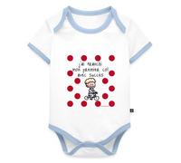 Spreadshirt J'ai Franchi Mon Premier Col Body Bébé Bio Manches Courtes Contrasté, 56 (0-2 mois), blanc/bleu clair
