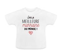 Spreadshirt J'Ai La Meilleure Marraine du Monde T Shirt Bébé Bio, 6-12 Mois, Blanc