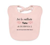 Spreadshirt® J'Ai La Meilleure Tata De La Planète Idée Cadeau Tante Bavoir Bio Bébé, rose
