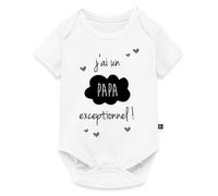 Spreadshirt J'ai Un Papa Exceptionnel Cadeau Body Manches Courtes Bébé Bio, 86 (12-18 mois), blanc