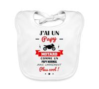 Spreadshirt J'Ai Un Papy Motard Cadeau De Naissance Papy Moto Bavoir Bébé Bio, taille unique, blanc