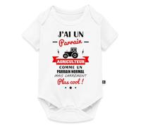Spreadshirt J'Ai Un Parrain Agriculteur Idée Cadeau Agriculture Body Manches Courtes Bébé Bio, 86 (12-18 mois), blanc