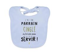 Spreadshirt J'Ai Un Parrain Cinglé Humour Famille Bavoir Bébé Bio, taille unique, bleu ciel