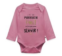 Spreadshirt J'Ai Un Parrain Cinglé Humour Famille Body Manches Longues Bébé Bio, 74 (6-9 mois), mauve