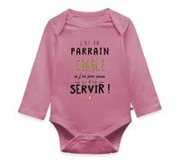 Spreadshirt J'Ai Un Parrain Cinglé Humour Famille Body Manches Longues Bébé Bio, 80 (9-12 mois), mauve