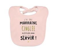 Spreadshirt® J'Ai Une Marraine Cinglée Cadeau Marraine Humour Famille Bavoir Bio Bébé, rose