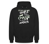 Spreadshirt J'aime La Chasse Et Les Apéros Sweat À Capuche Unisexe, M, Noir