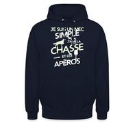 Spreadshirt J'aime La Chasse Et Les Apéros Sweat À Capuche Unisexe, XXL, Marine
