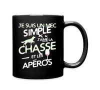 Spreadshirt J'Aime La Chasse Et Les Apéros Tasse Mug, taille unique, noir