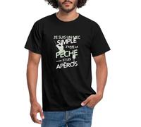 Spreadshirt J'aime La Pêche Et Les Apéros T-Shirt Homme, 3XL, Noir