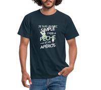 Spreadshirt J'aime La Pêche Et Les Apéros T-Shirt Homme, L, Marine