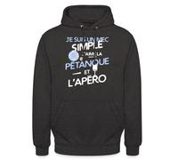 Spreadshirt J'aime La Pétanque Et L'Apéro Boules Bouliste Sweat À Capuche Unisexe, XXL, Charbon