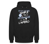 Spreadshirt J'aime La Pétanque Et L'Apéro Boules Bouliste Sweat À Capuche Unisexe, XXL, Noir