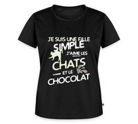 Spreadshirt J'aime Les Chats Et Le Chocolat T-Shirt Premium Femme, S, Noir