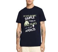 Spreadshirt J'aime Les Tracteurs Et Les Apéros T Shirt Homme Premium, L, Bleu Marine