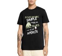 Spreadshirt J'aime Les Tracteurs Et Les Apéros T Shirt Homme Premium, XL, Noir