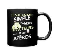 Spreadshirt J'Aime Les Tracteurs Et Les Apéros Tasse Mug, taille unique, noir