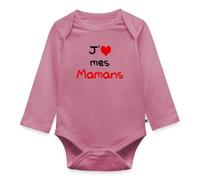 Spreadshirt J'Aime Mes Mamans Annonce Grossesse Body Manches Longues Bébé Bio, 86 (12-18 mois), mauve