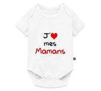 Spreadshirt J'Aime Mes Mamans Annonce Grossesse Cadeau Future Maman Lesbienne Body Manches Courtes Bébé Bio, 68 (3-6 mois), blanc