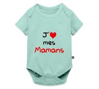 Spreadshirt J'Aime Mes Mamans Annonce Grossesse Cadeau Future Maman Lesbienne Body Manches Courtes Bébé Bio, 80 (9-12 mois), menthe