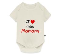 Spreadshirt J'Aime Mes Mamans Annonce Grossesse Cadeau Future Maman Lesbienne Body Manches Courtes Bébé Bio, 68 (3-6 mois), blanc cassé