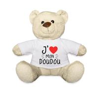 Spreadshirt J'aime Mon Doudou Femme Amour Cadeau Saint Valentin Peluche, taille unique, blanc